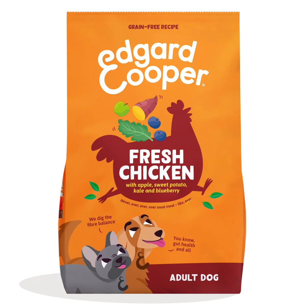 Sac de croquettes Edgard & Cooper pour chien adulte, recette au poulet frais avec pomme, patate douce, chou kale et myrtille