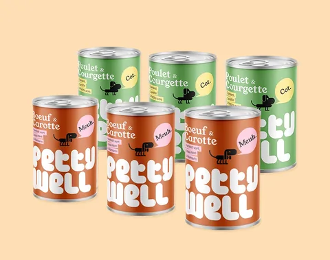 Coffret dégustation de pâtées Petty Well Poulet et Bœuf pour chien