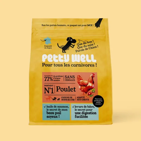 Sac de croquettes Petty Well Poulet, canard et légumes sans céréales pour chien