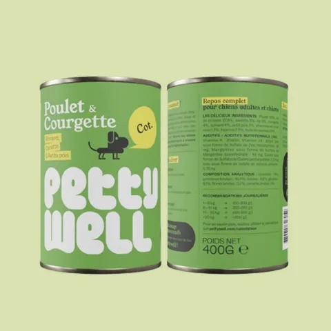 Boîtes de pâtée Petty Well Poulet et courgette pour chien