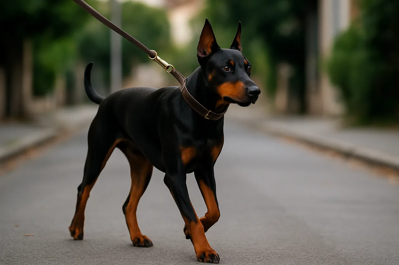 Pinscher Allemand en promenade