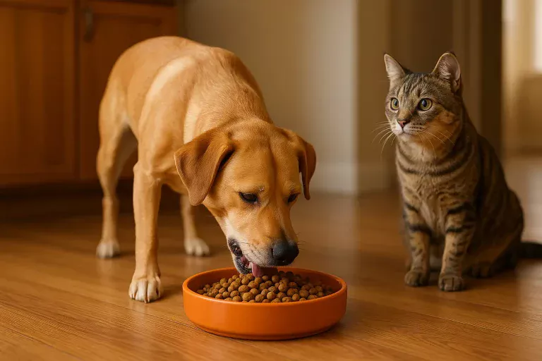Mon chien mange les croquettes du chat, que faire ?